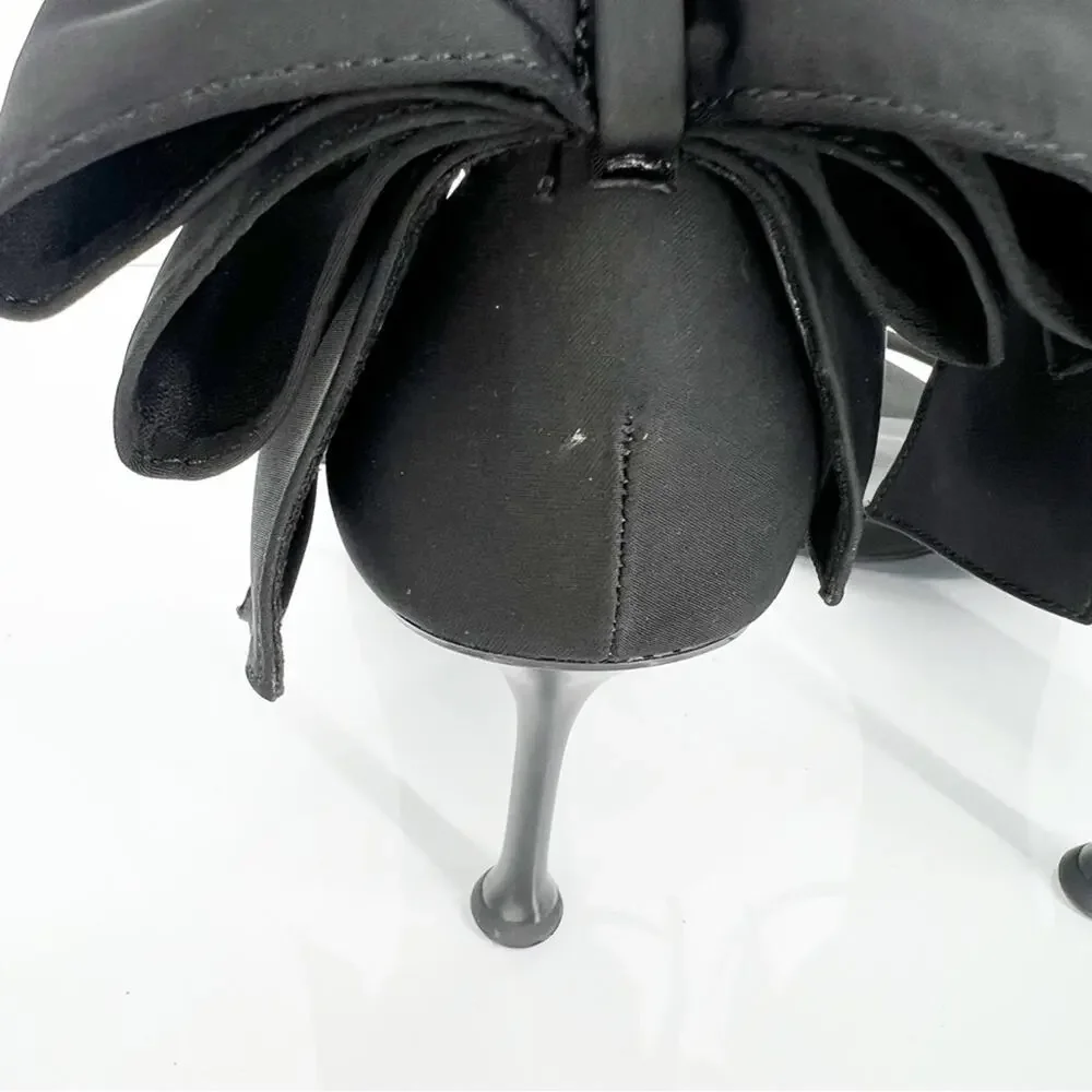 NWT ZARA Heeled Sandals with Maxi Bow Women's Size 6.5 Black Coquette - Picture 6 of 8